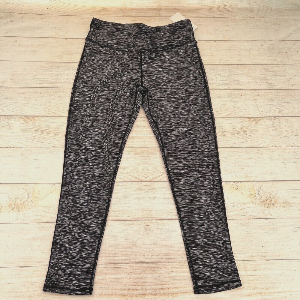 Queenie Ke Athletic Leggings Black/Grey Heathered Stretch High Rise Pocket 2XL